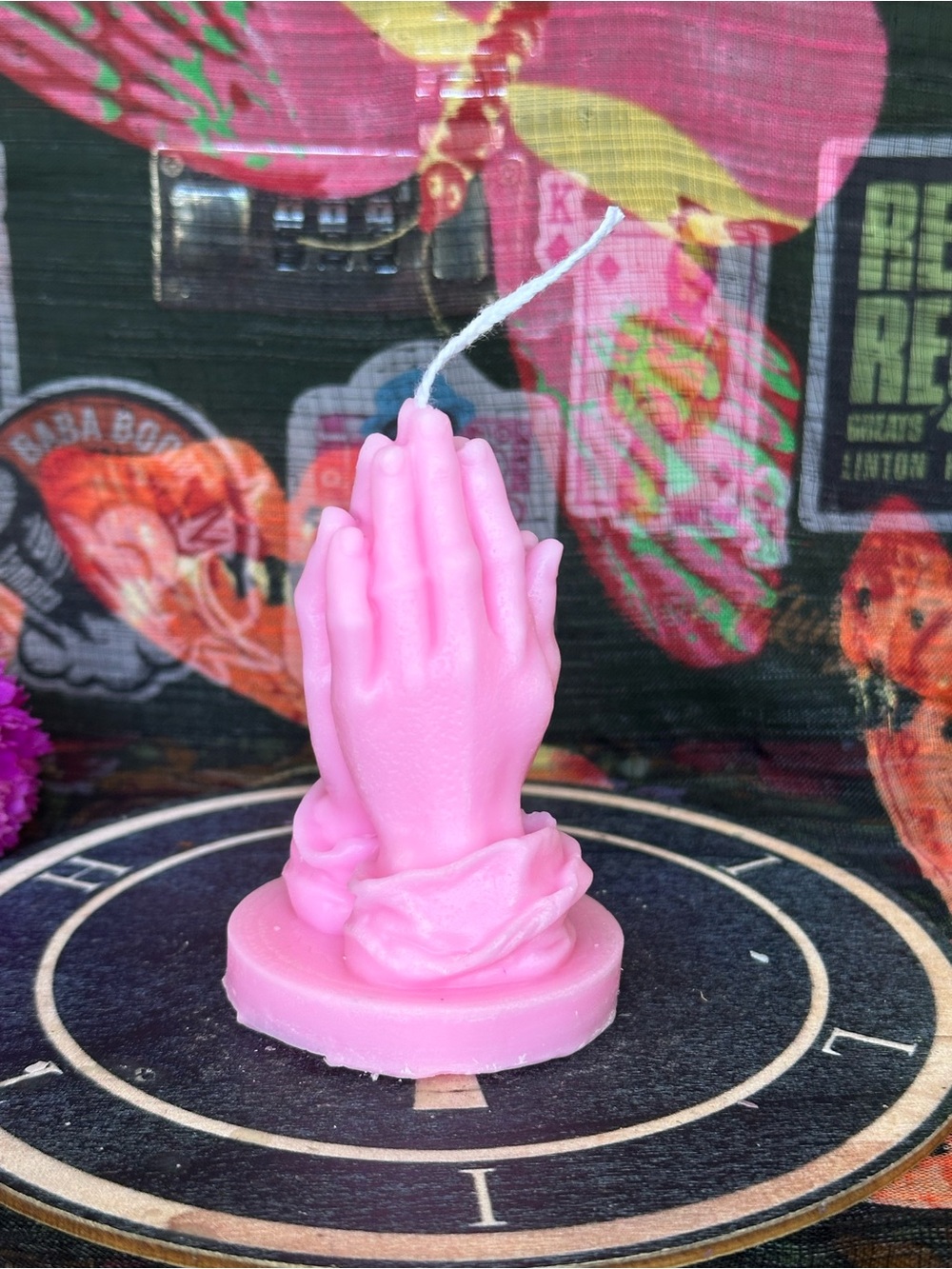 Handmade Pink Praying Hands Candle – Prayer & Altar Candle
